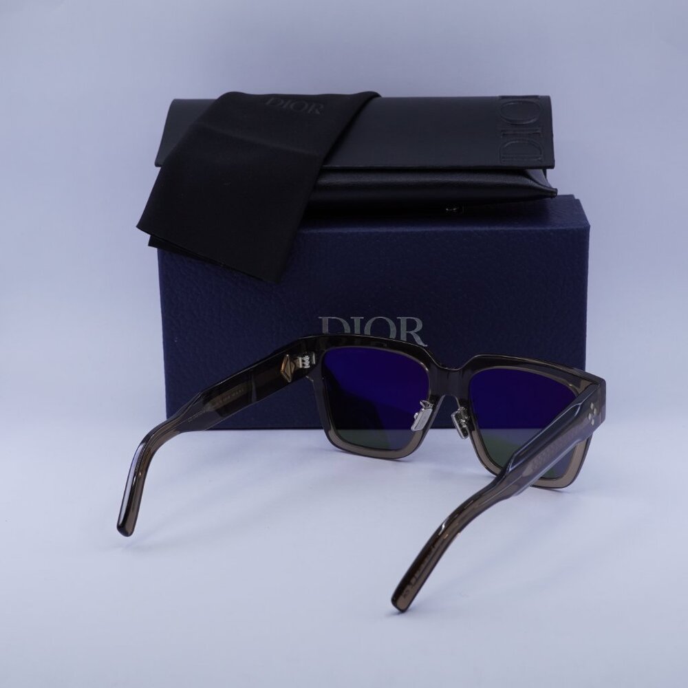 Dior CD DIAMOND S3F 64C0 Square Sunglasses - Transparent Brown/Green - Picture 10 of 10